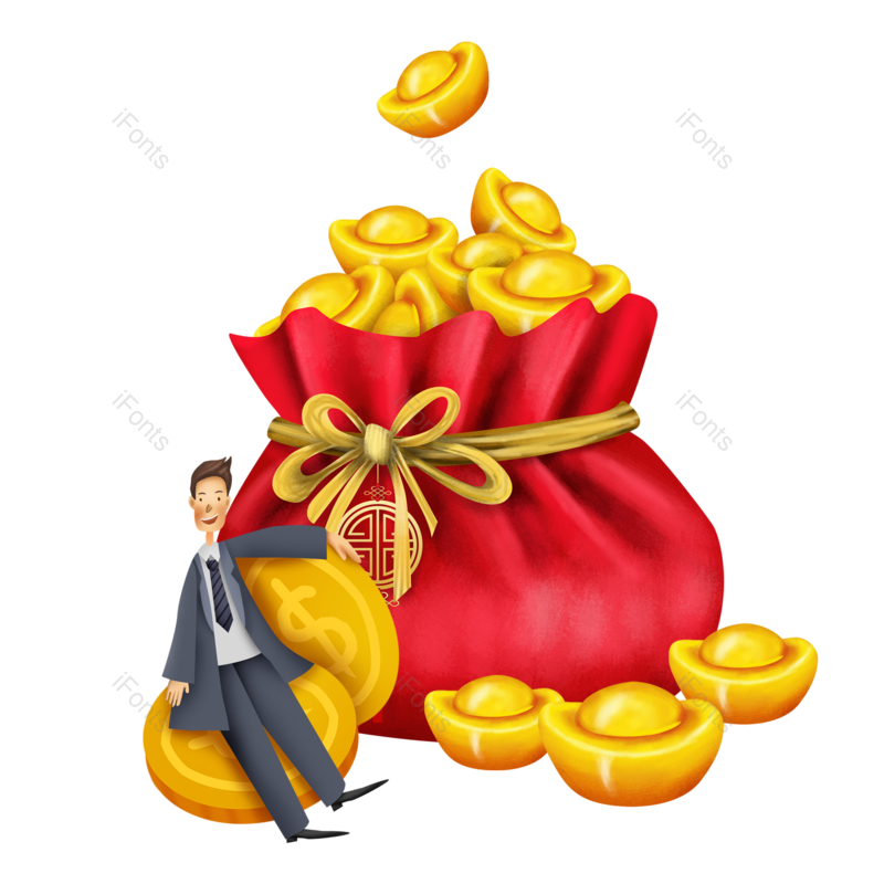 中国风图片,元宝元素,红包PNG,理财免抠素材